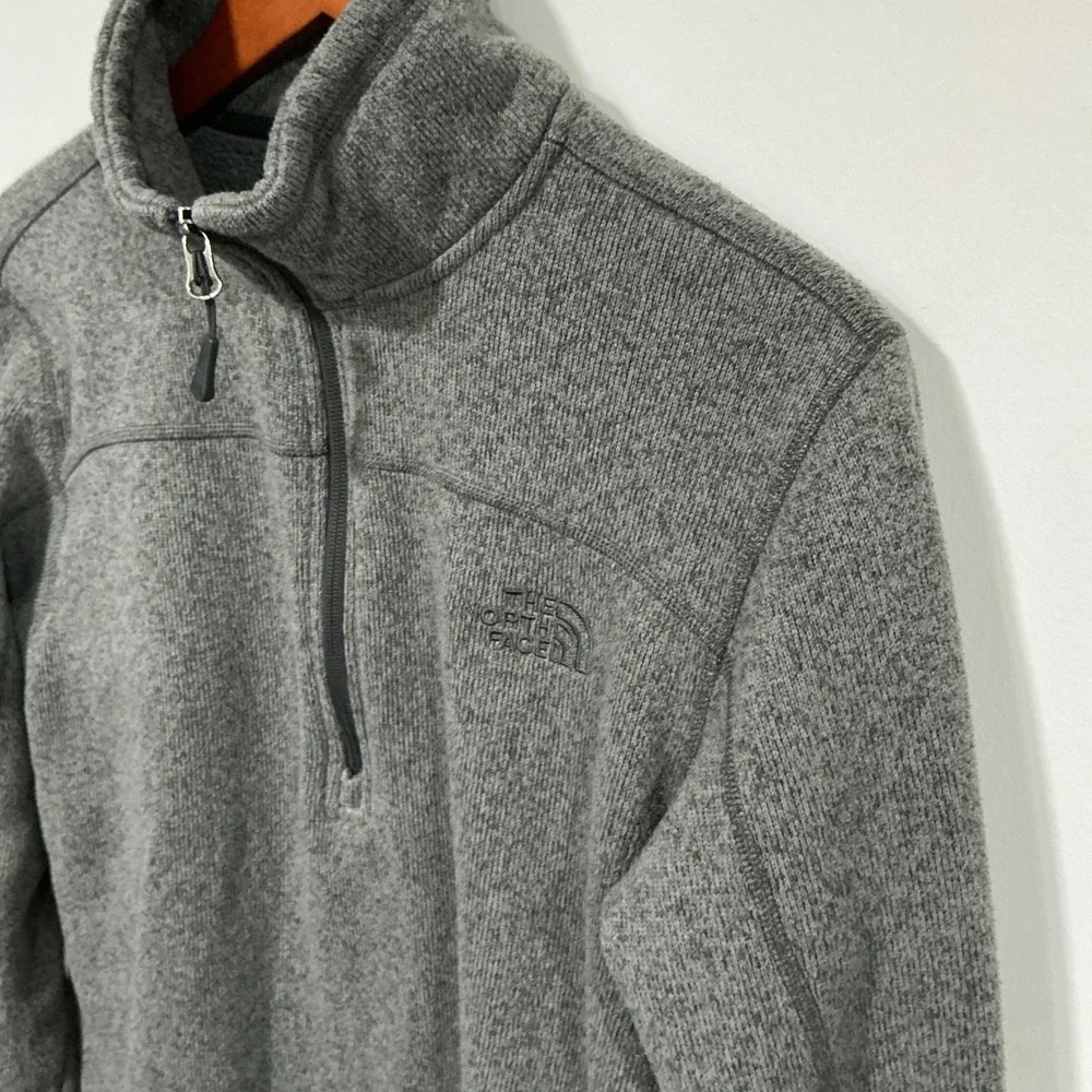 The North Face Gray 1/4 Zip-Up Sweater Fleece Pullover Jacket Medium, Cabincore